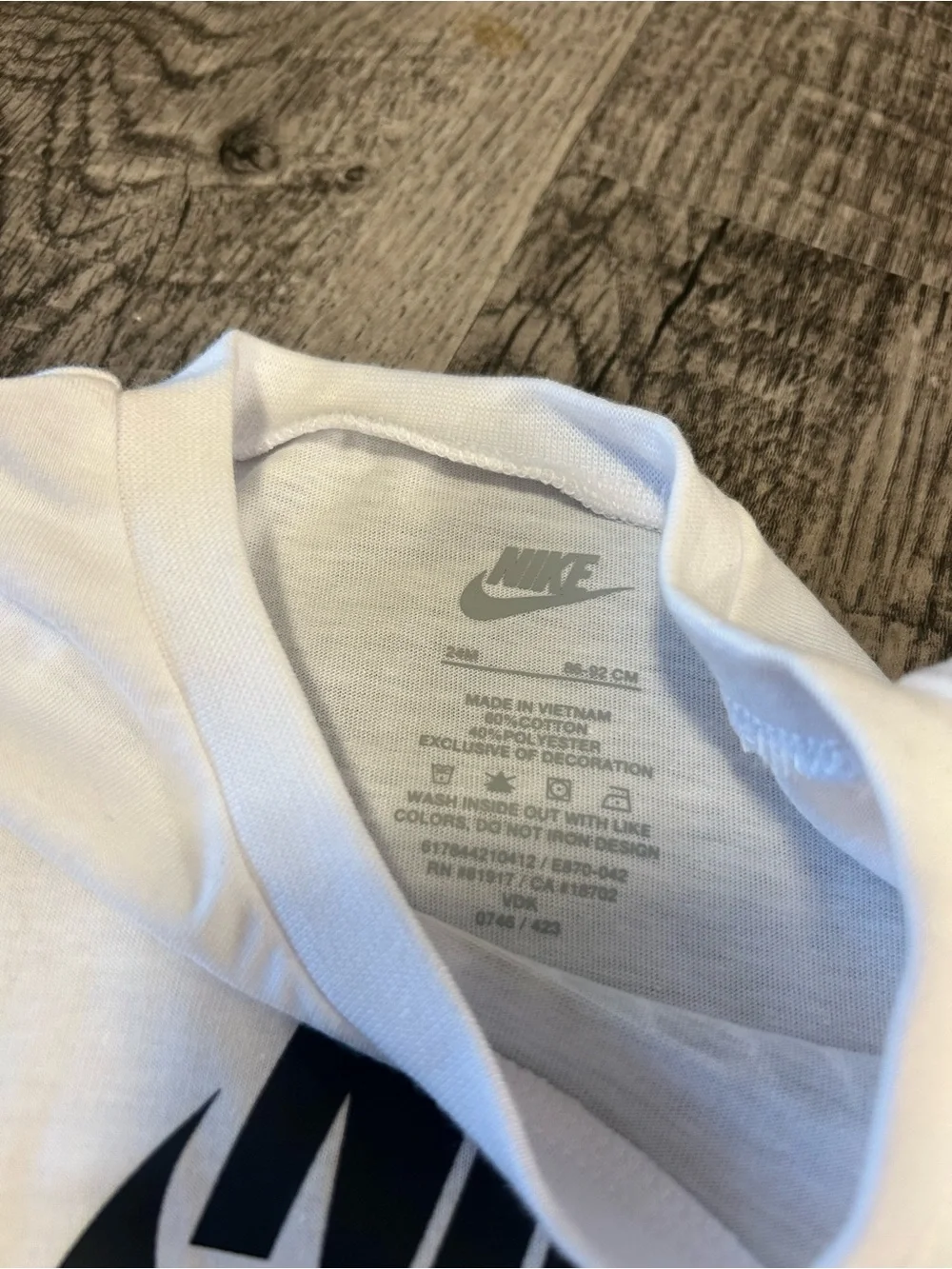 Nike White Tee with Black Swoosh — Kids - Picture 2 of 7